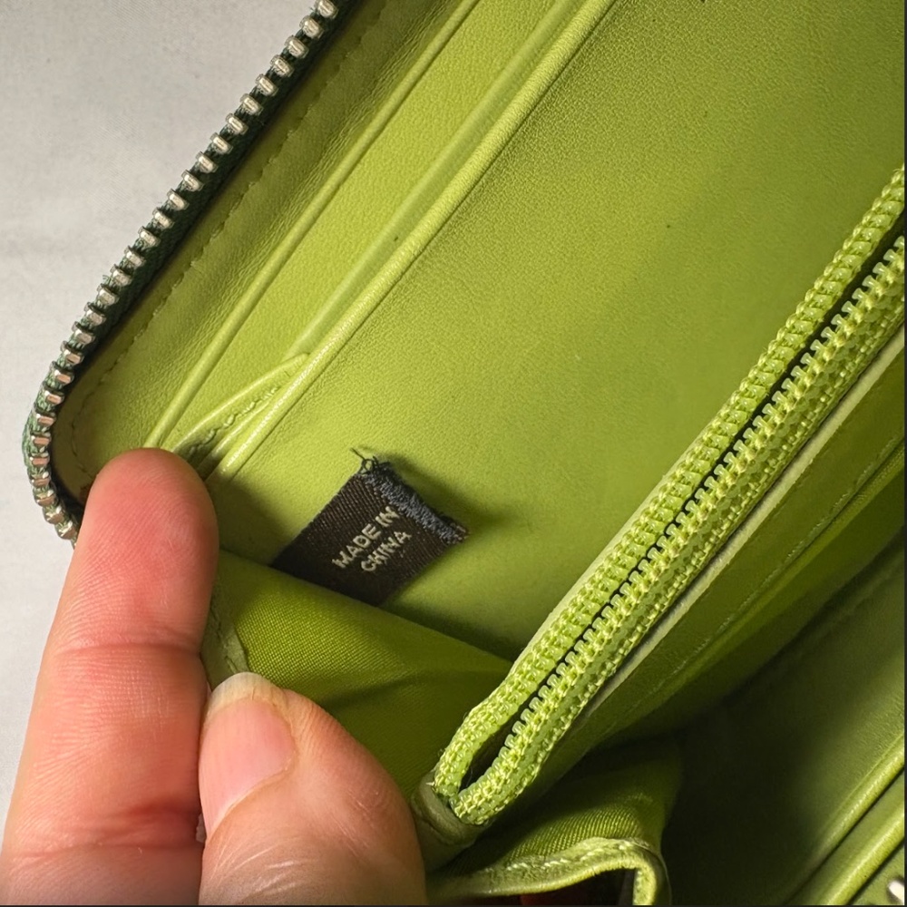 Coach Op Art Long Wallet Leather Green Silver Metal Fittings Round Zipper - Picture 8 of 15